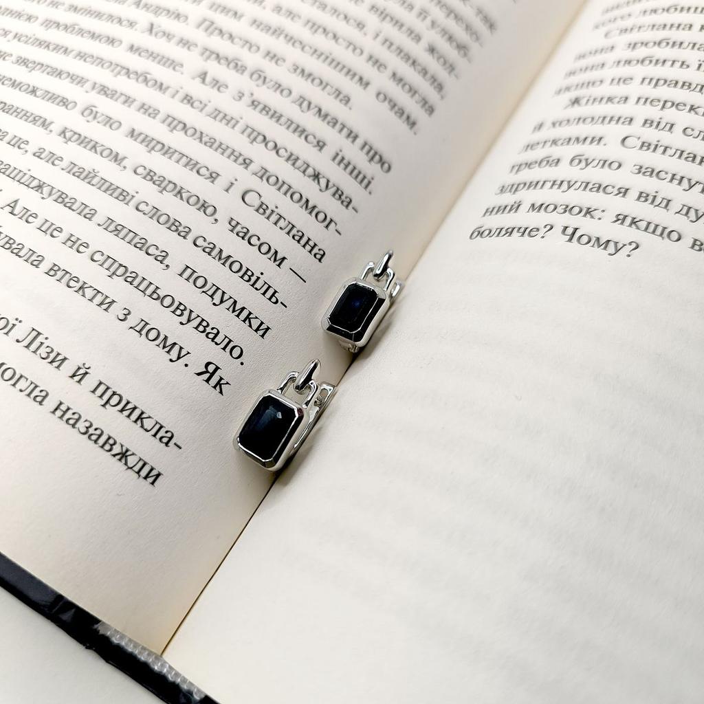 Серебряные серьги с натуральным сапфиром 3.667ct (2173984)