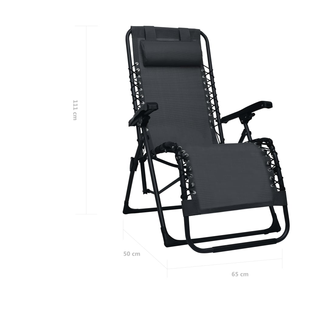 Folding Lounge Chair Black Textilene