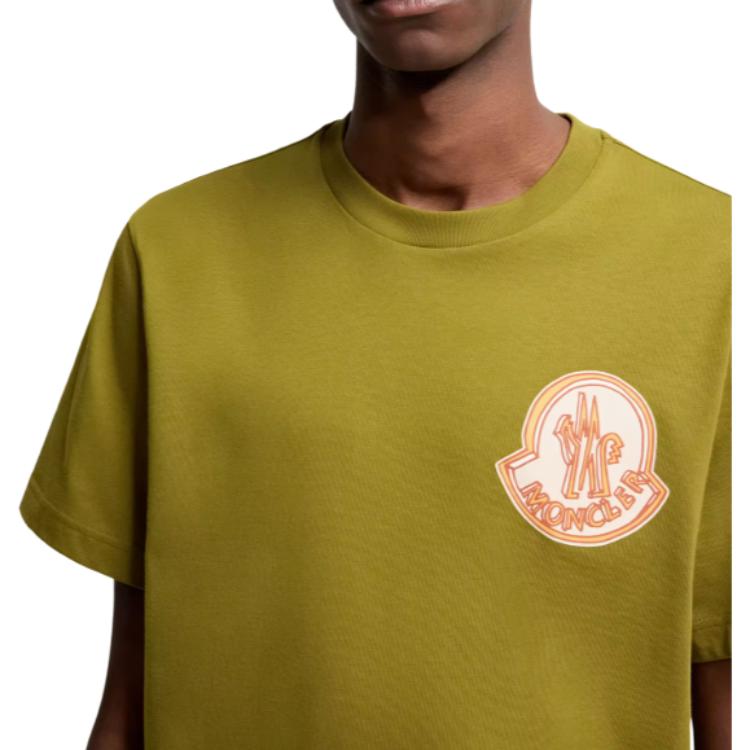 Moncler SS26 Logo Cotton T-Shirt Hand-Painted Print Logo Patch Crew Neck Short Sleeve T-Shirt Men tops L10918C0003489B8U81P