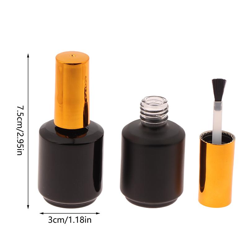 15Ml Empty Nail Polish Bottle With Brush Gold Cover Refill Bottle Glue Bottle Small Sample Nail Gel Polish Containers Glass