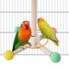 Suport Interactiv de Joacă pentru Papagali Leagăn din Lemn & Jucărie de Mestecat Platformă cu Design de Moară de Vânt Rotativă Pentru Joacă și Exerciții Păsări Jucării pentru Păsări