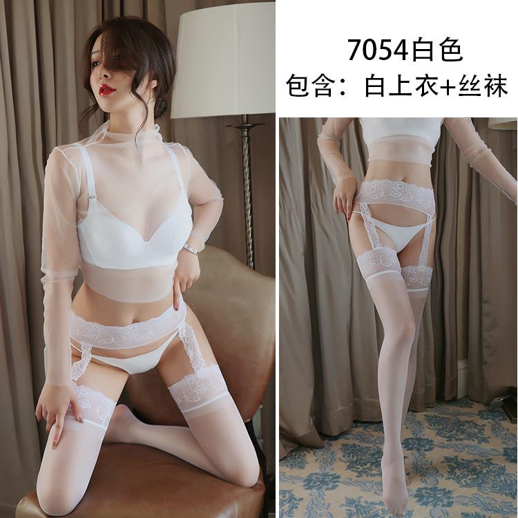 Sexy lingerie women's sexy suspender stockings lace stockings open seduction 704