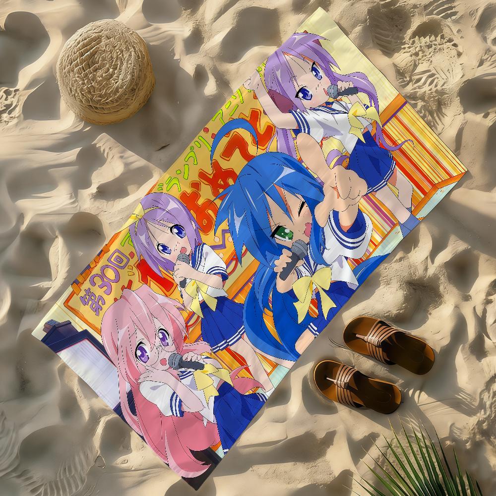 Anime Kawaii L-Lucky Star Cute Towel Soft Lightweight Anti-Sand Large Beach Towel Quick-Drying Bath Sports Family