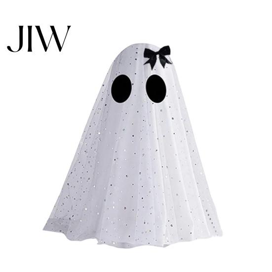 Strašidelná atmosféra Halloweenské ozdoby Duchí dekor, Strašidelná síťovina s flitry a kloboukem čarodějnice/mašlí, Třpytivá stolní dekorace Malá stojící dekorace
