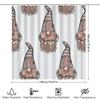 Gnome Shower Curtain Cartoon Nordic Style Gnomes Print Bath Decor For Kids Bathroom, 3D Waterproof Fabric Liner In White