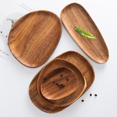 1 Pz Piatto in Legno Vassoio da Portata Piatto per Torta Dessert Frutta Piatto per Snack Piatto Ovale Irregolare in Legno di Acacia Vassoio per Caffè Stoviglie da Cucina