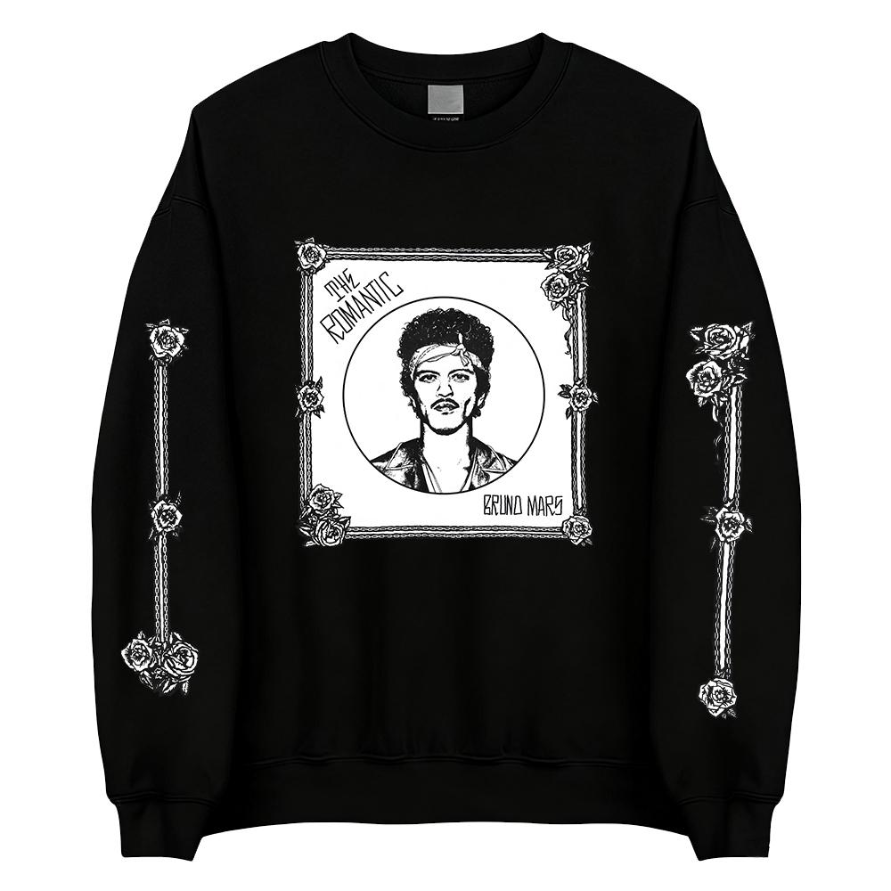 

The Romantic Crewneck Sweatshirt BRUNO MARS Singer Design Pullovers Long Sleeve Loose O-neck Sudaderas Graphic Print Clothing M чёрный