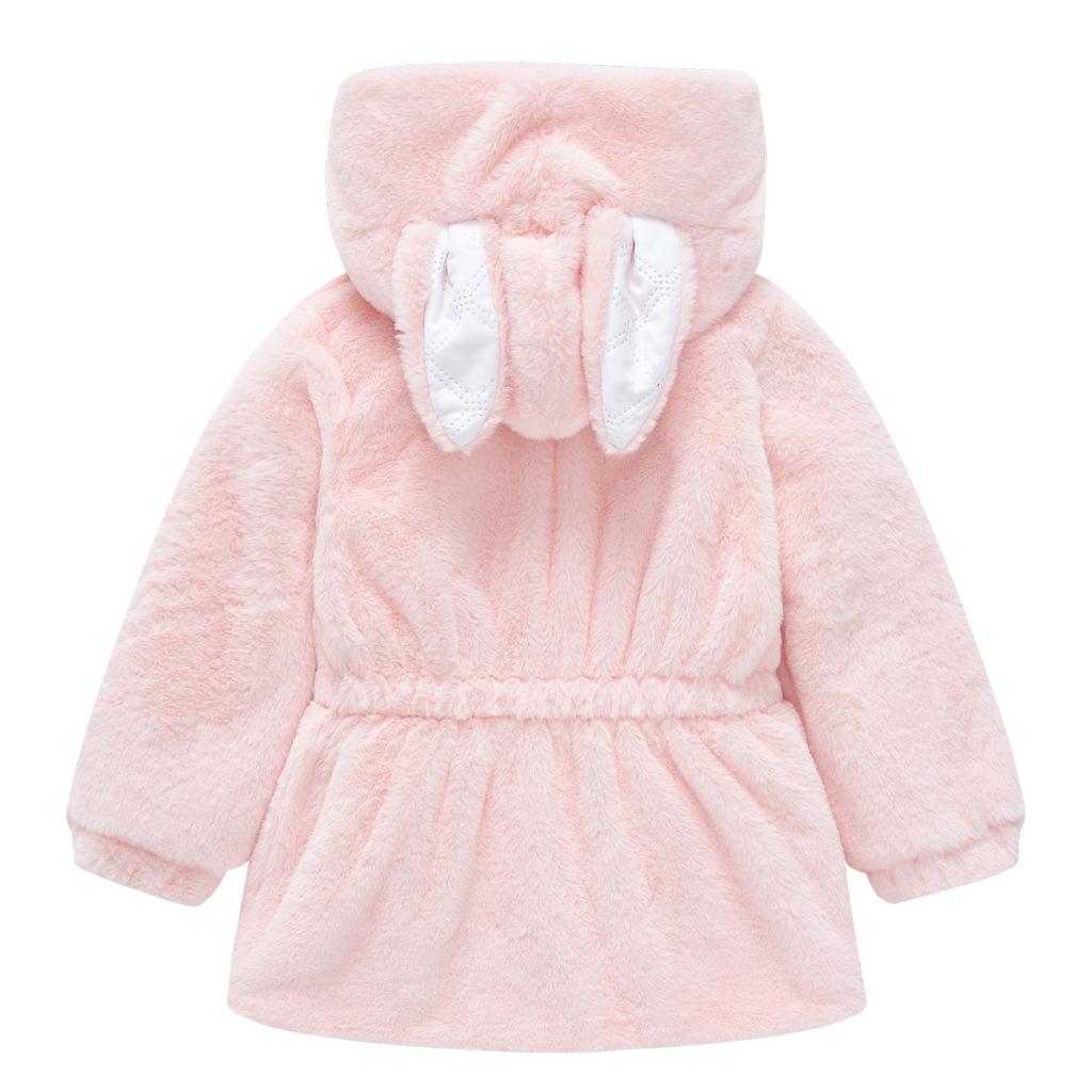Rabbit Ears Coat Cute Baby Girl Faux Fur Fleece Jacket Children's Thickened Winter Warm Jacket