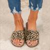 Women's Ladies Fashion Casual Flat Leopard Shoes Slippers Peep Toe Sandals