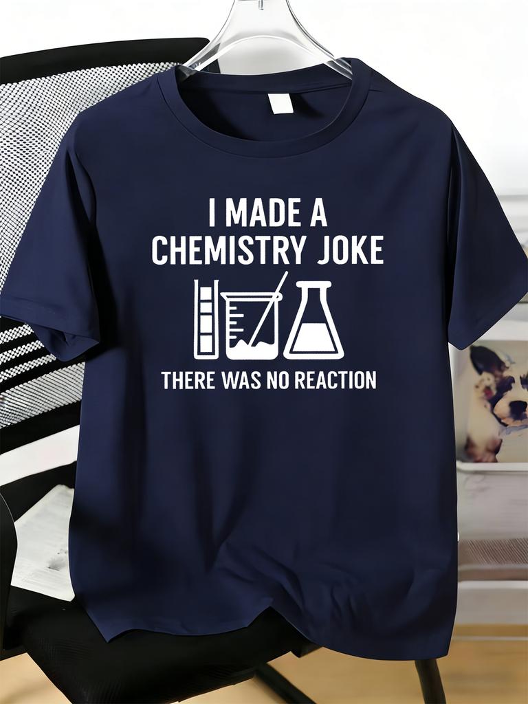 Male Red Crew Neck Tee Funny Chemistry Joke Lab Gear Print Thin Light Short Sleeve Daily Summer Casual Top For Science Nerd Unisex
