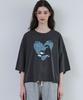 MALOUPE 5219 Heart Cat Graphic T-Shirt (Dark Gray)
