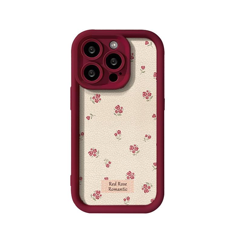 Camellia Bow Tie Is Suitable for Apple 16PRO Phone Case 15, Floral Lambskin 14, Silicone Anti-drop 7/8
