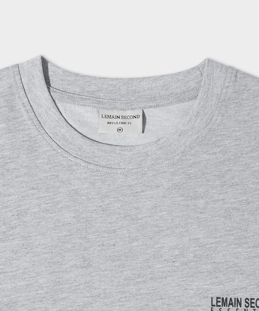 LEMAIN SECOND Basic Logo Print Oversized Short Sleeve T-Shirt [Melange Gray]