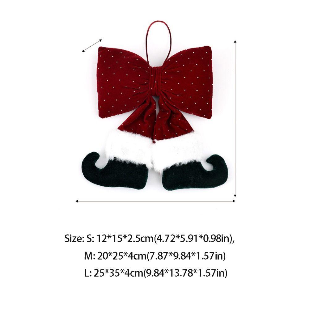 Rhinestone Velvet Bowknot Decoration Wine Red Bowknot Hanging Ornament Xmas Decor