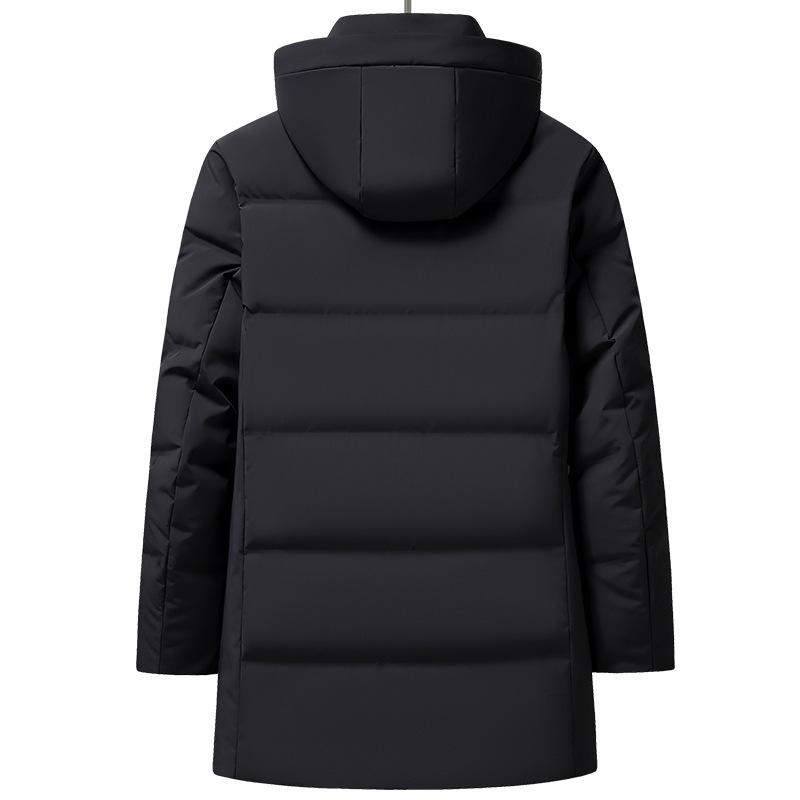 Thickened Mid-length Down Jacket for Men Autumn and Winter Simple Hooded Casual Down Jacket