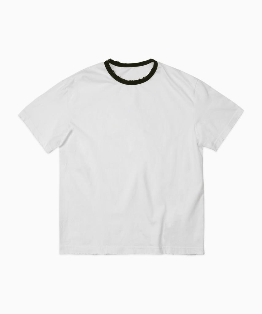 DOFFJASON Vintage Distressed Ringer Tee White