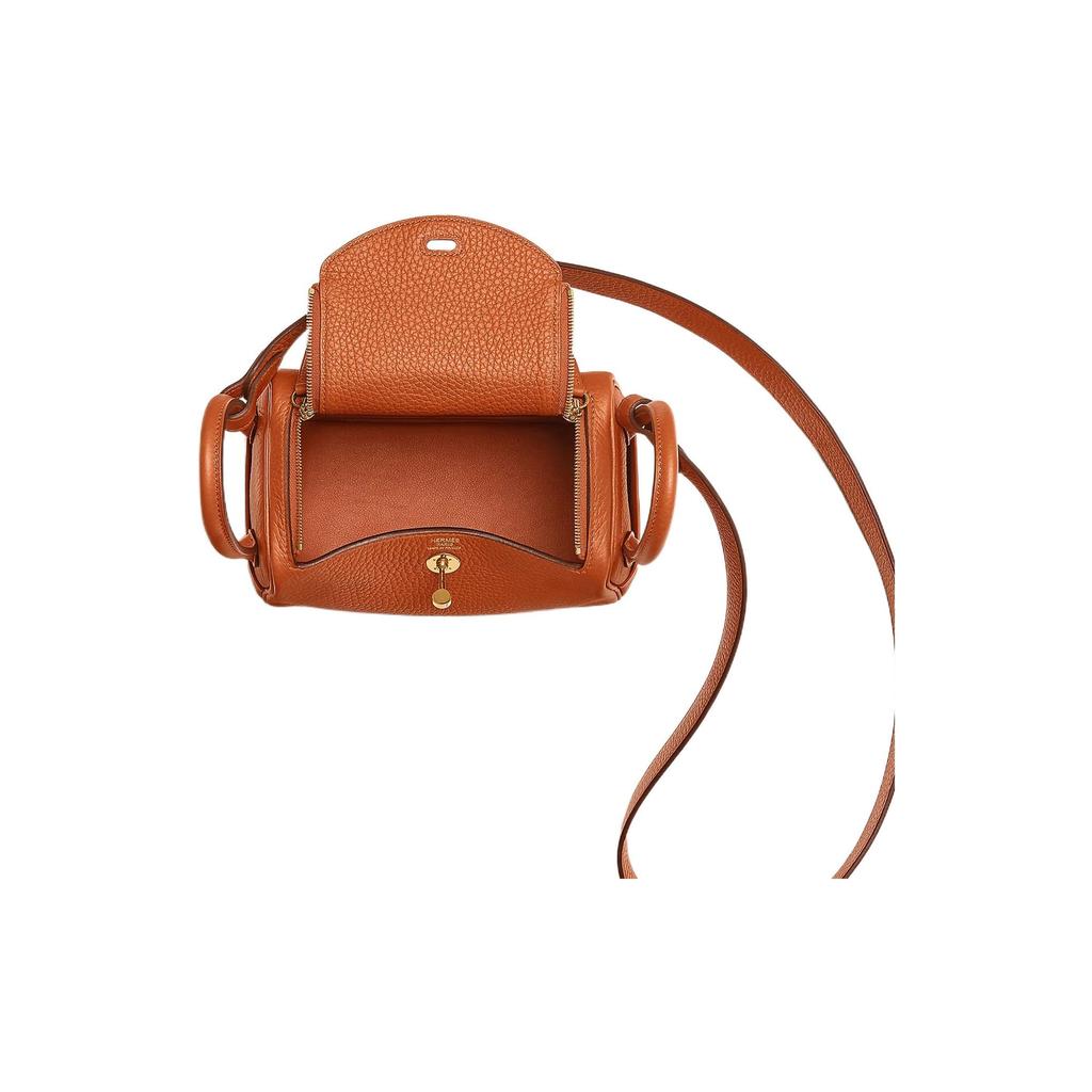 HERMES Lindy Taurillon Clemence Cow Leather Handbag 19 Women's 93 Orange H079086CC93