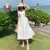 Sanya Travel Wear Internet Celebrity Suspender Halter Dress Summer Thin White Fairy Dress Seaside Vacation Beach Dress