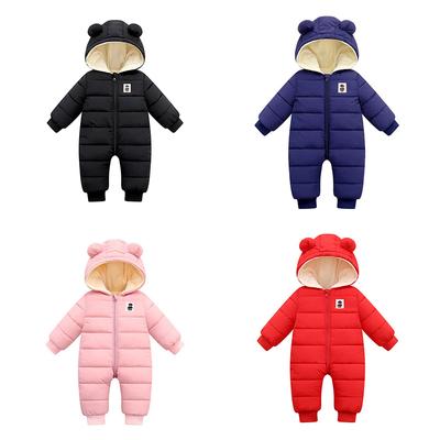 Winter Säuglingsmantel Baby Jungen Mädchen Warmer Strampler Bärenohren Kapuzenjacke mit Reißverschluss