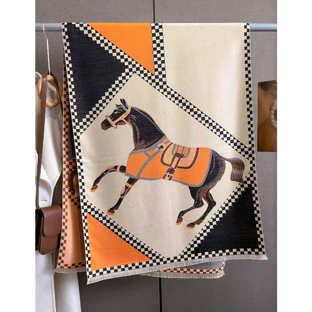 Autumn And Winter Women'S Imitation Cashmere Thermal Scarf Animal H Carriage Elegant Thermal Air Conditioner Shawl Scarf