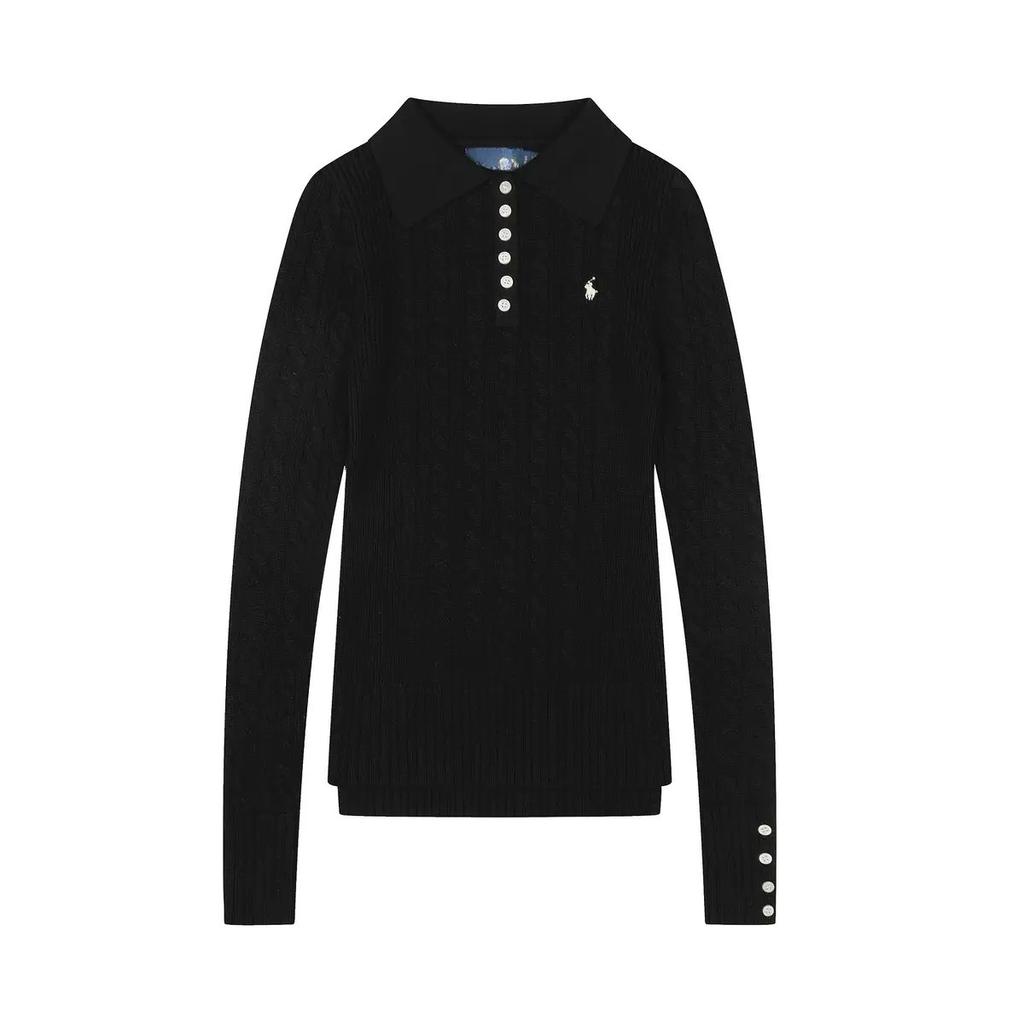 RogueWave Ribbed Knit Sweater with Buttons for Women, Polo Collar, Long Sleeve Pullovers, Chic Tops, Female Fashion