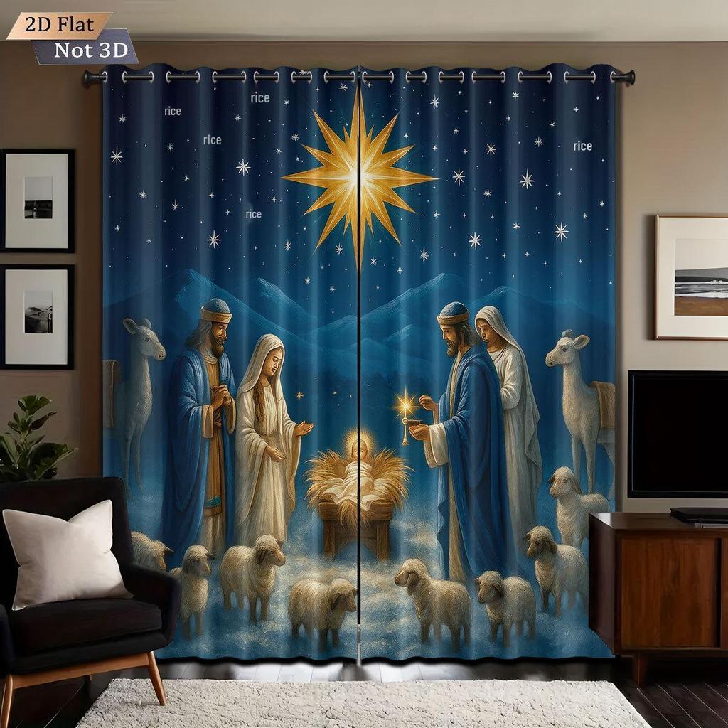 Christmas & Thanksgiving Thickened Digital Print Blackout Curtains - Customizable Image