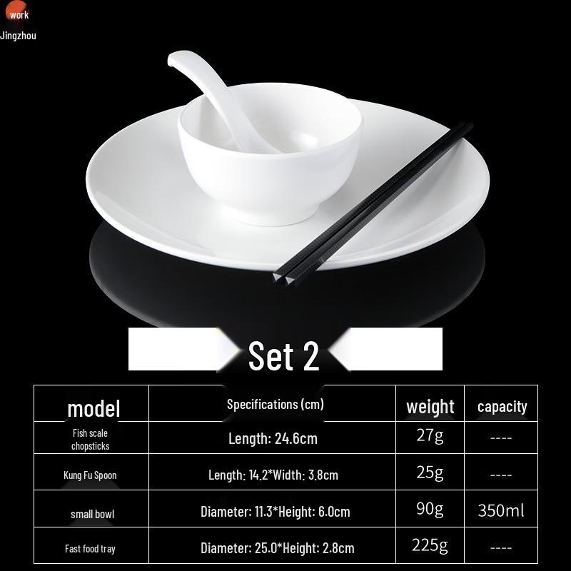 White Melamine Divided Dinner Plate Set 2-piece Set