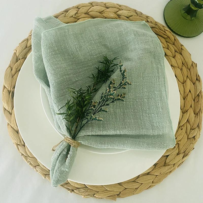 30pcs Handmade Cloth Napkins 40X40cm Boho Rustic Dinner Napkin for Birthday Wedding Party Baby Shower Christmas Table Decoration