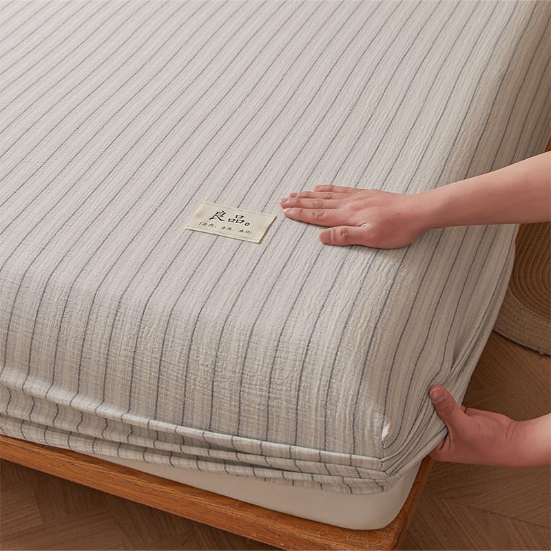 A-Class Full Cotton Double-Layer Wrinkled Yarn Fitted Bed Sheet