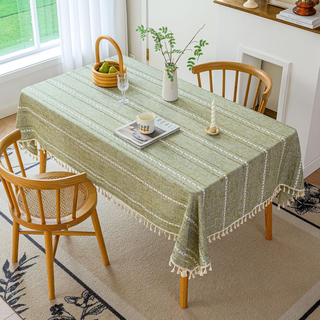 Hohles Kreuz Quaste Einfarbig Esszimmertisch Stoff Tischset Einfarbig Gestreifte Stoffdecke Tischdekoration Tisch