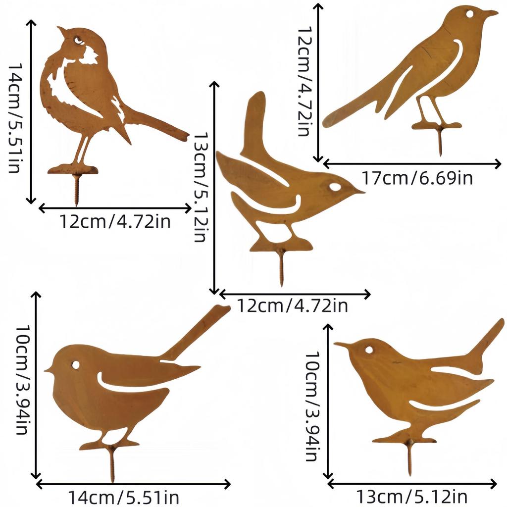 Rusty Wrought Iron Bird Garden Stake