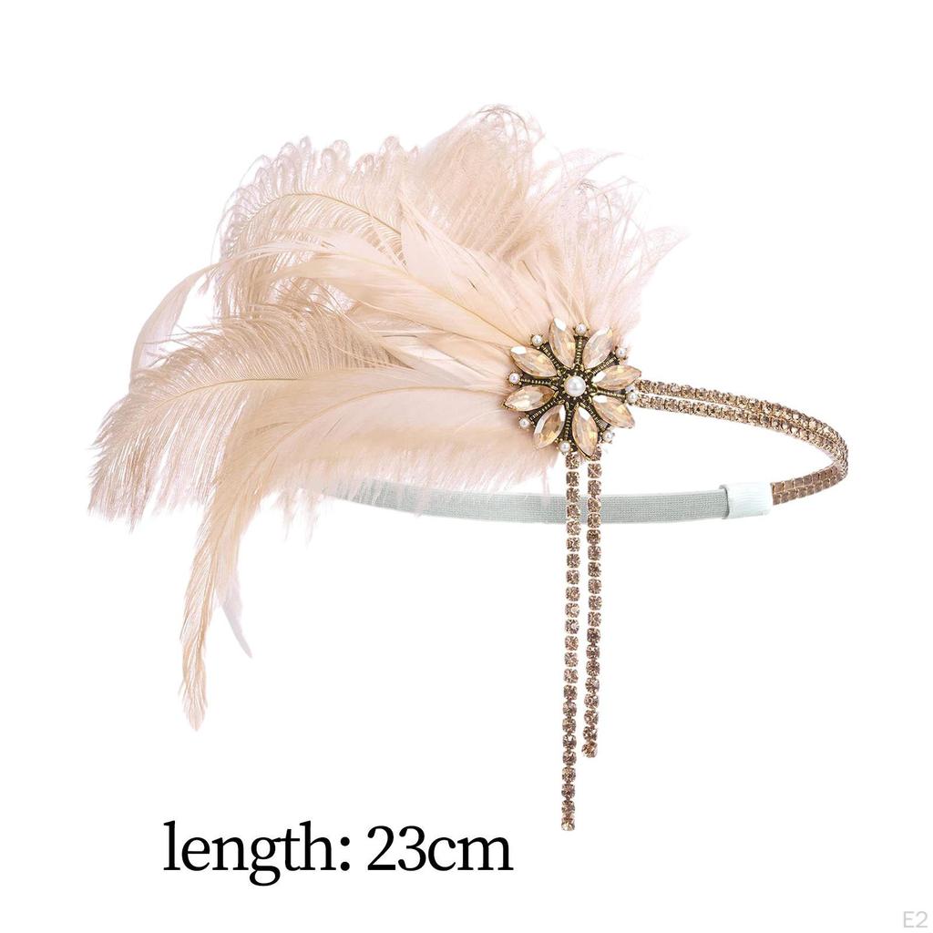 Feather Headband 1920s Headpiece Headwrap Head Chain Hair Accessories Headwear for Stage