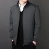 Men's Executive Stand-Up Collar High-End Coat - Autumn/Winter, Casual Loose Fit, Plus Velvet, Middle-Aged Style