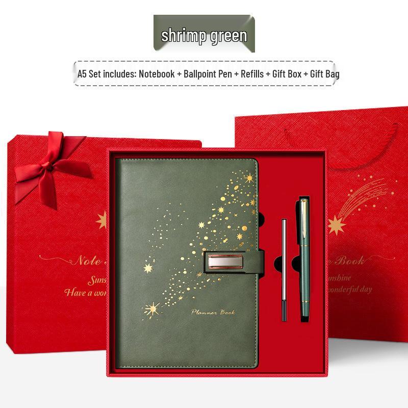 Set de regalo de cuaderno Star Double Line 2026: Libro de registro de reuniones de negocios y oficina de mayor grosor