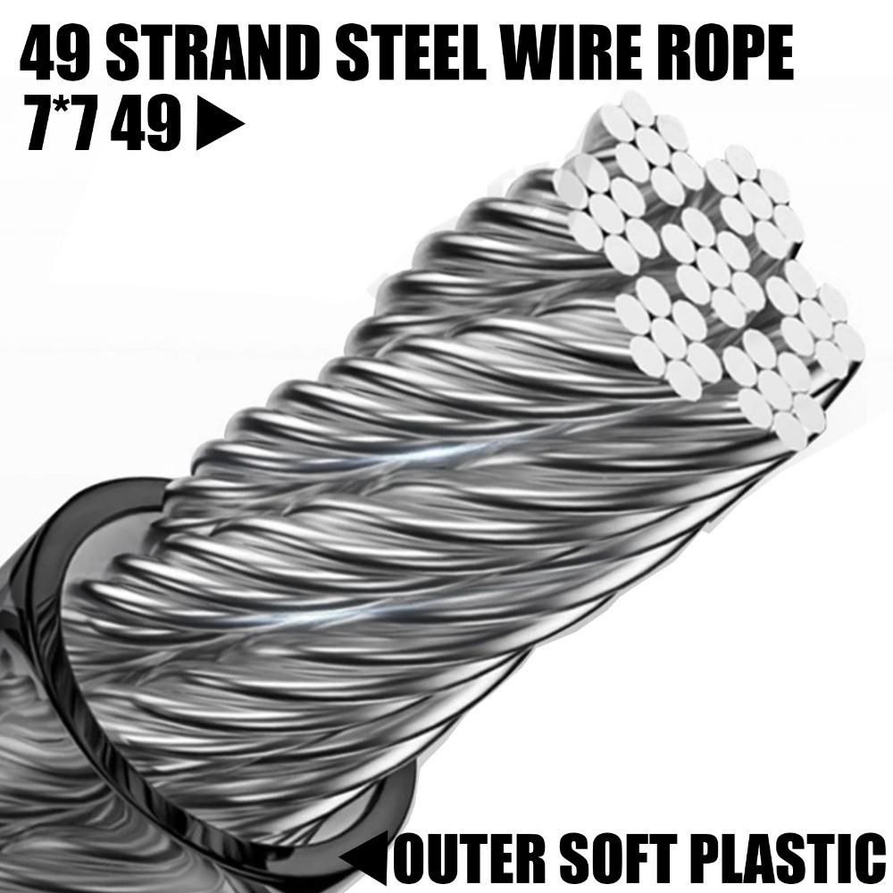 1.5-3M Safety Rope Stainless Steel Gear Tether Gear Protection Fishing Lanyard  Outdoor Activities