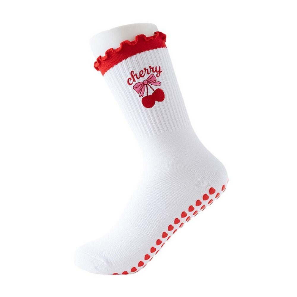 Cotton Pilates Socks Harajuku Street Mid Tube Socks New Cherry Embroidery Socks