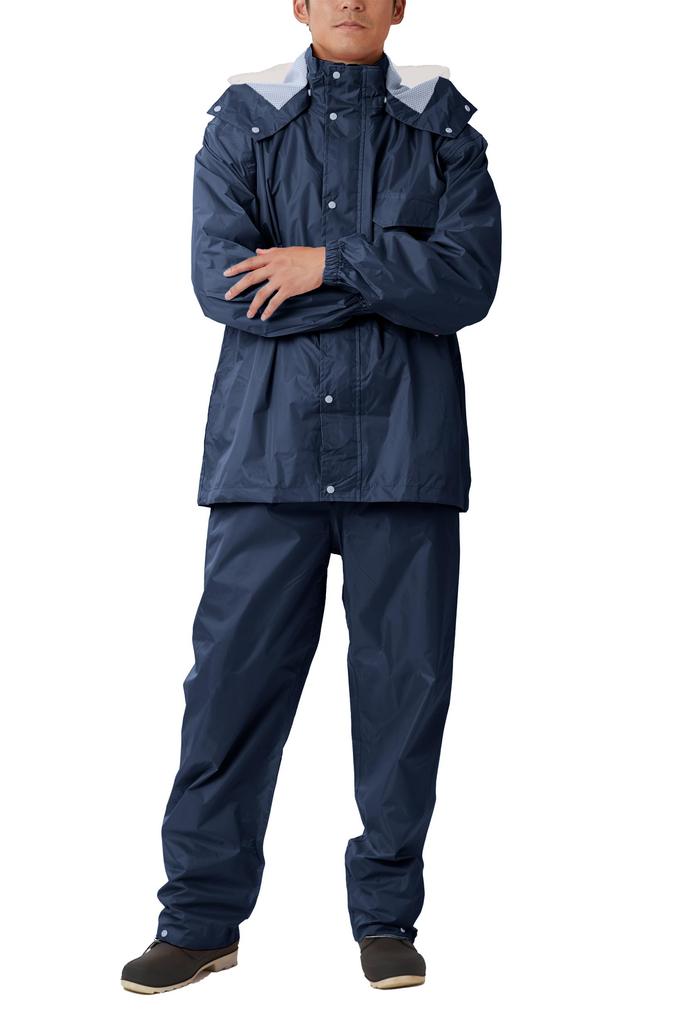 Winter Cherry Men's Defend Rainsuit, Waterproof Rainwear Set with Fully Mesh Lining, Navy, Size LL