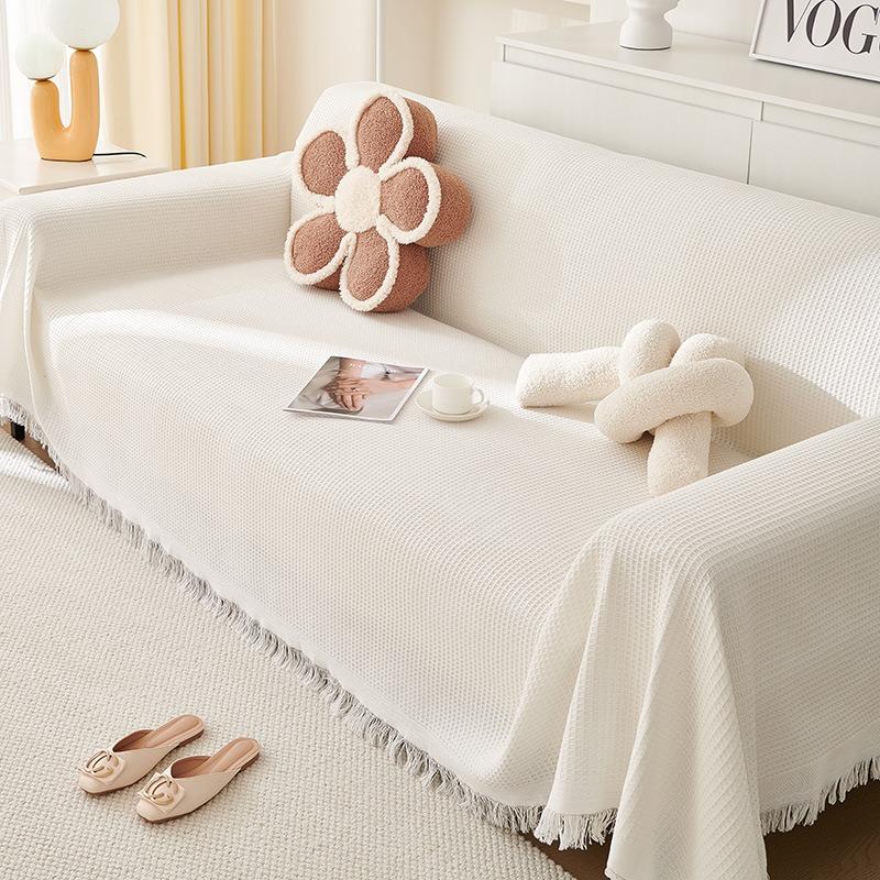 Simple Cream Style Couch Towel Veil Texture Comfortabl Skin Friendly Delicate Sofa Blanket Four Season Universal Home Decoration