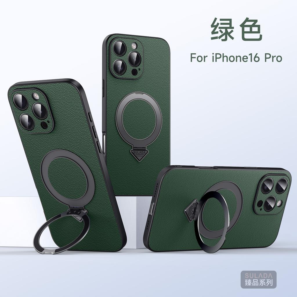 Apple 11 Mobile Phone Case Cowhide iPhone11promax Men's Solid Color Magnetic All-inclusive 11pro Bracket Leather Case