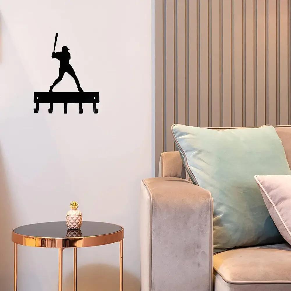 Baseball Batter Sport Key Hooks Holder Decorative Organizer for Keys and Accessories, Ideal Gift for Baseball Enthusiasts