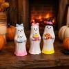 Desktop Decor for Halloween Cute Ghost Ornament, Resin Figurines with Cake/Cookie Small Statues Fireplace Design Home Holiday Party Decoration