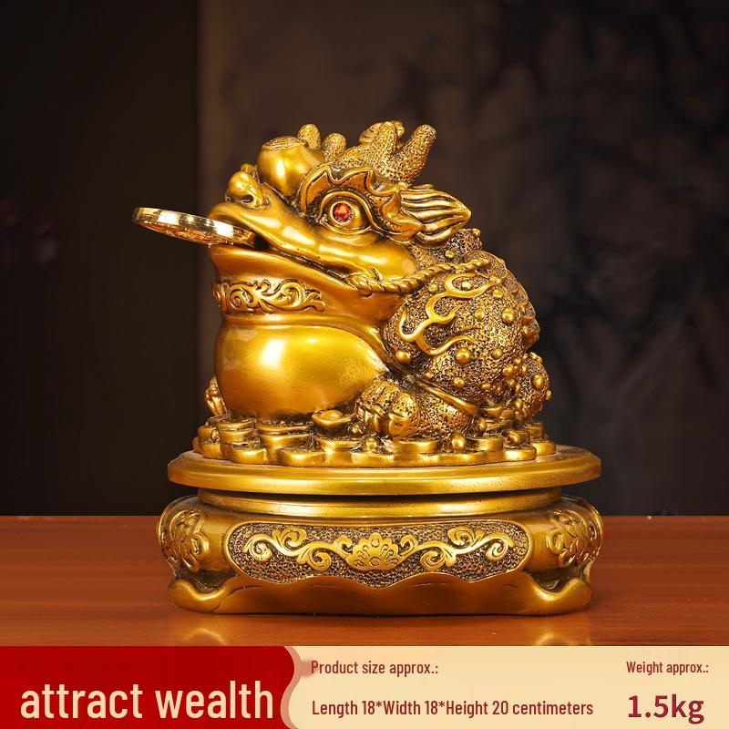 Golden Cicada Treasure Pot Toad Ornament - Three-Legged Resin Craft for Living Room or Storefront Opening Gift.