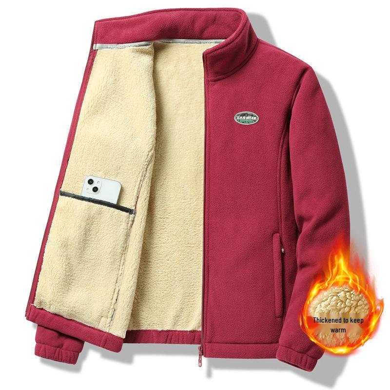 Plus Size Couple's Double-Sided Fleece Jacket: Men's Lamb Fleece Cardigan for Autumn & Winter