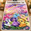 Flannel BlanketMy Little Pony Custom Name Text Personalized Soft Warm Throw Blanket Home Decor Gift
