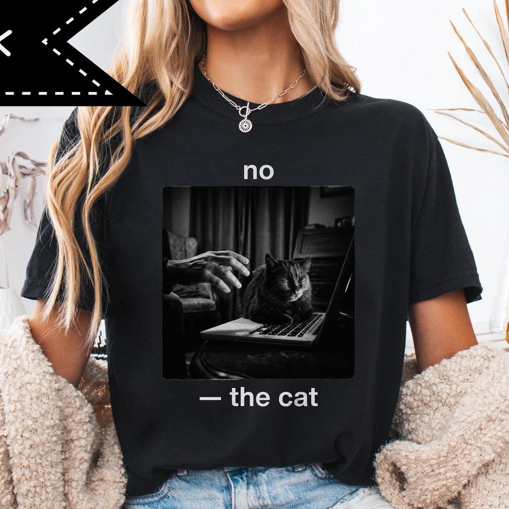 No -the Cat, Cat Graphic T-Shirt, Comfort Colors® Shirt, Grunge Gothic Retro Cat Tee