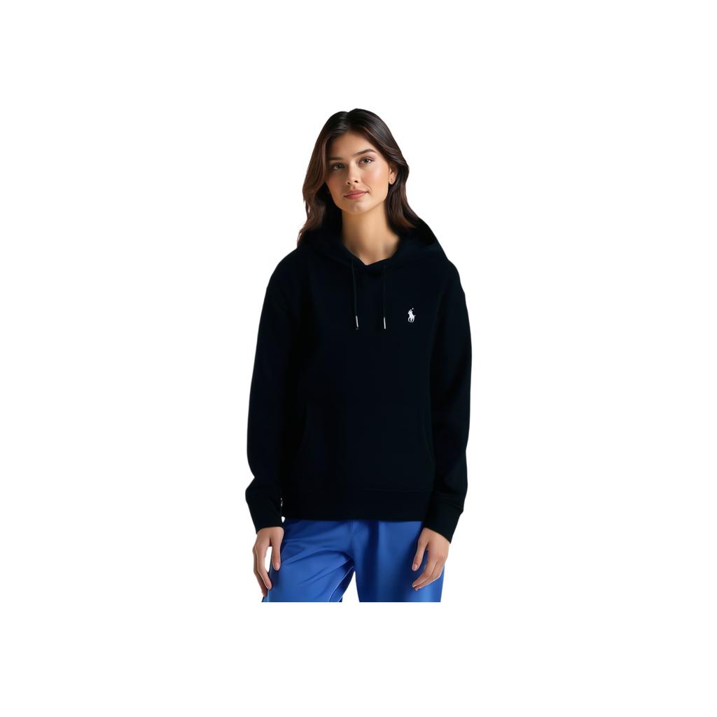 Polo Ralph Lauren FW23 Mikina s kapucí z fleecu s dlouhým rukávem s výšivkou loga Pony Dámská mikina Černá 211817657-005