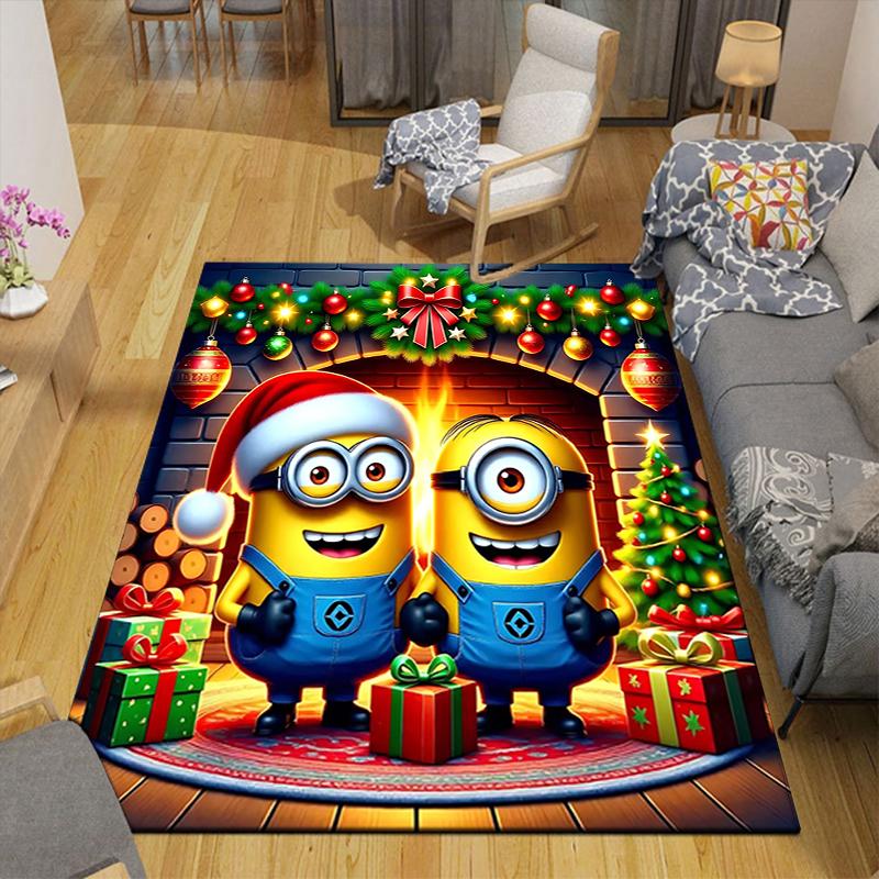 1Pc Christmas Minions Celebration Rug Office Carpet Indoor Outdoor Doormat Nonslip Soft And Comfortable Living Room Christmas Halloween Gift D91851