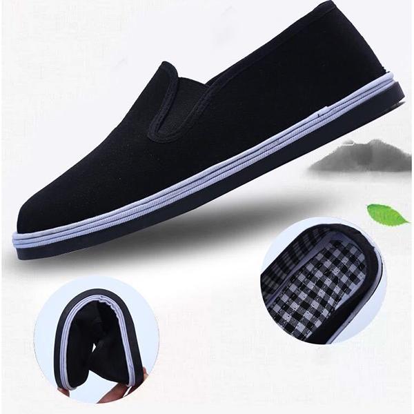 Pánská látková obuv Protiskluzová černá obuv odolná proti opotřebení Měkká podrážka Lehká Ležérní Prodyšná plochá látková obuv