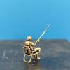 Brass Fisherman Angler Figure 1:64 Scale Mini Doll Model for Micro Landscape Sand Table Desktop Ornament Collection