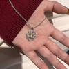 Italian Brass Qi Lati Full Diamond Hollowed Four-Leaf Clover Necklace Female Retro Court Style Flower Collarbone Chain